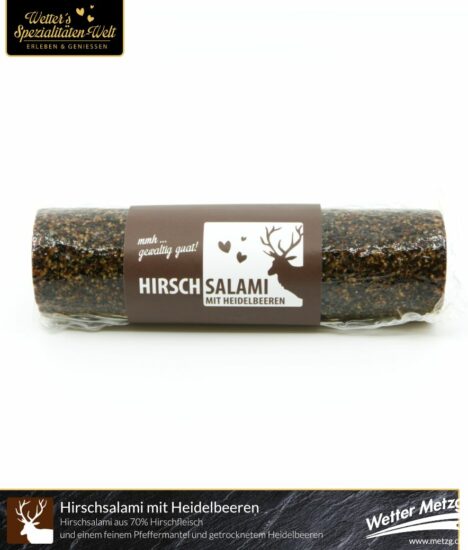 Hirschsalami mit Heidelbeeren - Wetter Metzg Hirschwurst
